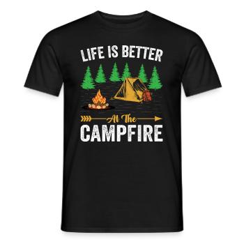 Life is better around the campfire - Men's T-Shirt - black - Front - AI Model Male 178 light (178cm)