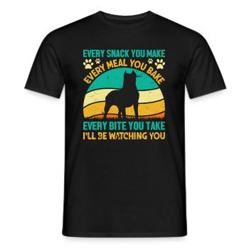 Chiens - Chaque collation que vous préparez, je vous surveillerai ! - T-shirt homme - noir - Devant - AI Model Male 178 light (178cm)