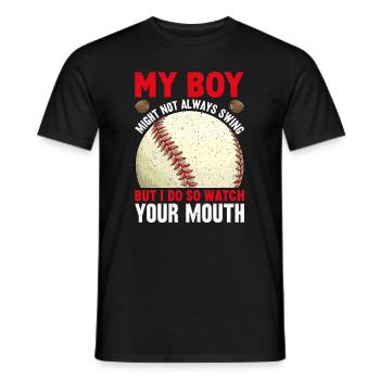 Baseball Mon garçon ne frappe pas toujours, je le fais - T-shirt homme - noir - Devant - AI Model Male 178 light (178cm)