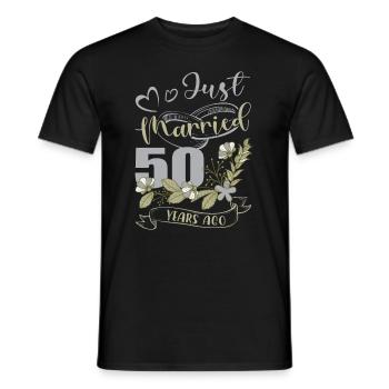 Noces d’or ! 50 ans de bonheur conjugal - T-shirt homme - noir - Devant - AI Model Male 178 light (178cm)
