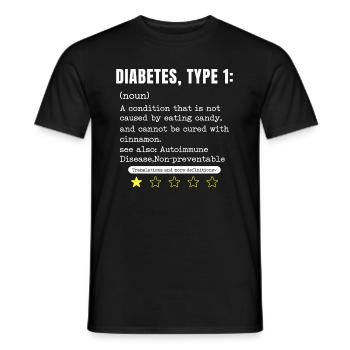 Diabetes Typ 1 -Ein Stern Bewertung - Männer T-Shirt - Schwarz - Vorne - AI Model Male 178 light (178cm)