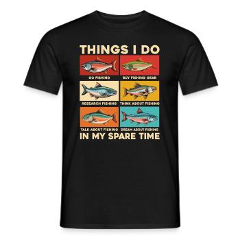 Qu’est-ce que j’aime faire pendant mon temps libre ? Pêche! - T-shirt homme - noir - Devant - AI Model Male 178 light (178cm)