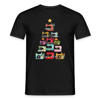 Sapin de Noël des machines à coudre Noël - T-shirt homme - noir - Devant - AI Model Male 178 light (178cm)