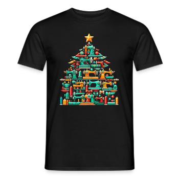 Sapin de Noël des machines à coudre Noël - T-shirt homme - noir - Devant - AI Model Male 178 light (178cm)