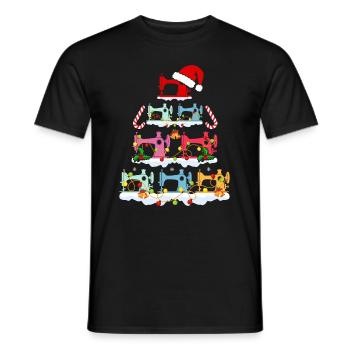 Christmas Tree from Sewing Machines Christmas - Men's T-Shirt - black - Front - AI Model Male 178 light (178cm)