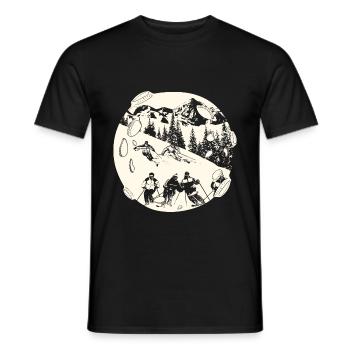 Ski Skiing Skiers - Men's T-Shirt - black - Front - AI Model Male 178 light (178cm)
