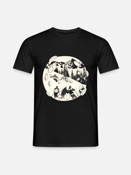 Ski Skifahren Skifahrer - Männer T-Shirt - Schwarz