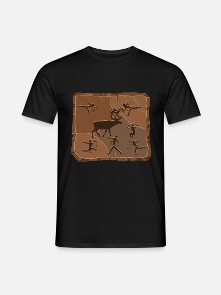 Hirsch Steinzeit - Männer T-Shirt - Schwarz