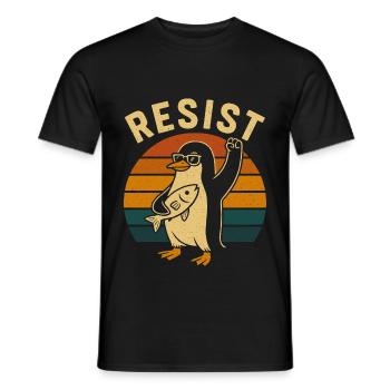 Retro Penguin Resist Protest Design - T-shirt homme - noir - Devant - AI Model Male 178 light (178cm)