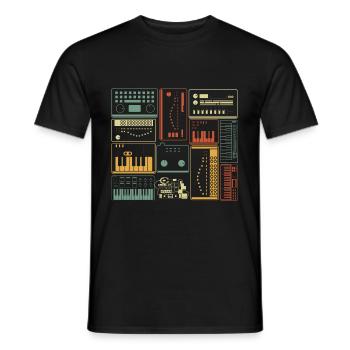 Analog Modular Synthesizer Musician Keyboard - Men's T-Shirt - black - Front - AI Model Male 178 light (178cm)