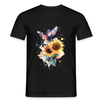 Schmetterling Sonnenblume - Männer T-Shirt - Schwarz - Vorne - AI Model Male 178 light (178cm)