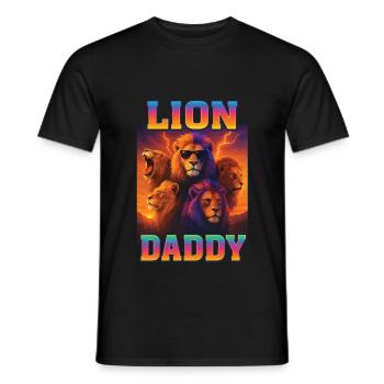 Löwen Papa - Männer T-Shirt - Schwarz - Vorne - AI Model Male 178 light (178cm)