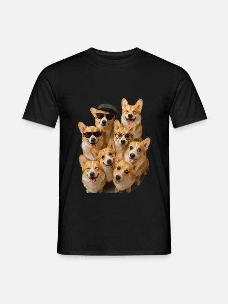 Corgi - Männer T-Shirt - Schwarz
