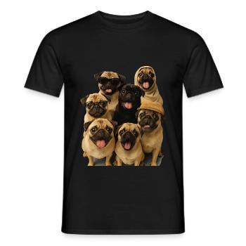 Mops - Männer T-Shirt - Schwarz - Vorne - AI Model Male 178 light (178cm)