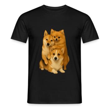 Corgi Shiba Poméranien - T-shirt homme - noir - Devant - AI Model Male 178 light (178cm)