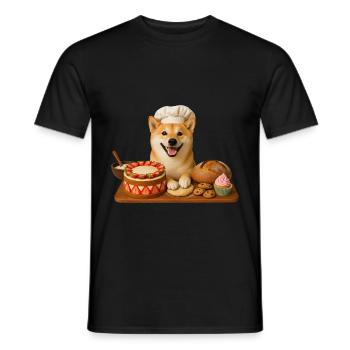 Shiba Inu Baking Cake Cookies - Men's T-Shirt - black - Front - AI Model Male 178 light (178cm)