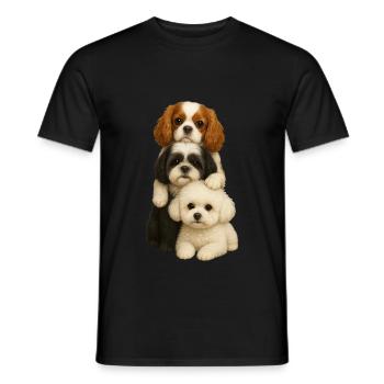 Chien Chiens Chiens mignons - T-shirt homme - noir - Devant - AI Model Male 178 light (178cm)