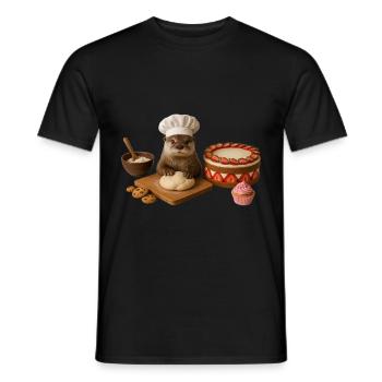 Otter Baking Cake Bread - Men's T-Shirt - black - Front - AI Model Male 178 light (178cm)