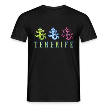 Tenerife - Gecko - Männer T-Shirt - Schwarz - Vorne - AI Model Male 178 light (178cm)