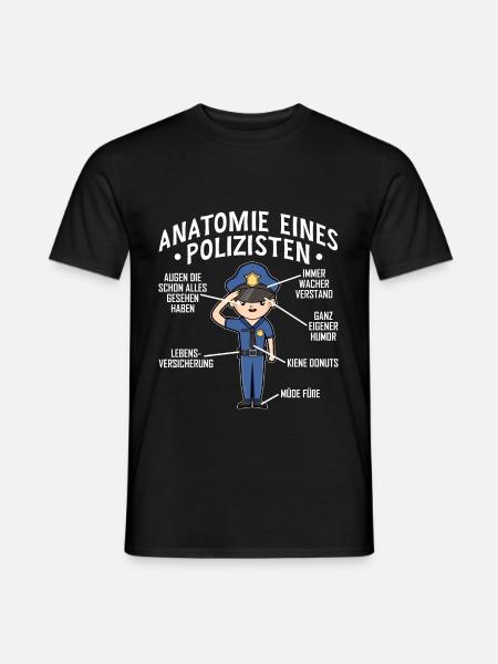 Polizist Anatomie Witziges Polizei Kollege - Männer T-Shirt - Schwarz