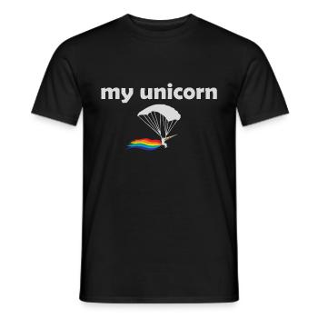 Unicorn parachutist skydiver gift - Men's T-Shirt - black - Front - AI Model Male 178 light (178cm)