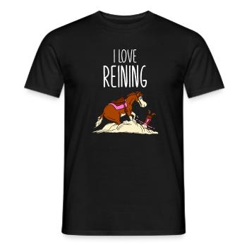 I love reining western riding western riding horse - Men's T-Shirt - black - Front - AI Model Male 178 light (178cm)