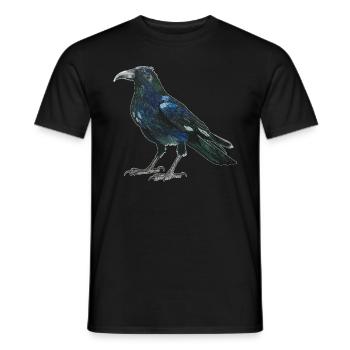 Raven crow with slightly bluish green feathers - Men's T-Shirt - black - Front - AI Model Male 178 light (178cm)
