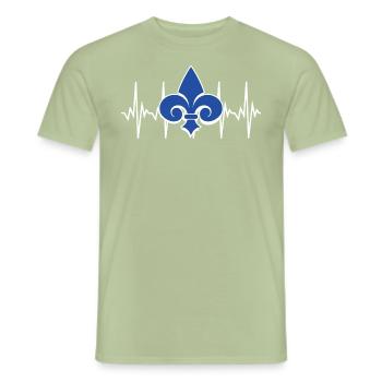 Fleur de Lis Lys Heartbeat - Men's T-Shirt - sage - Front - AI Model Male 178 light (178cm)