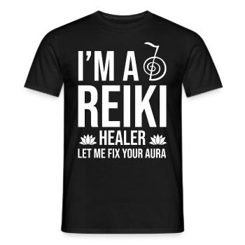 Reiki Meister Superkraft | Reikimeister Geschenke - Männer T-Shirt - Schwarz - Vorne - AI Model Male 178 light (178cm)