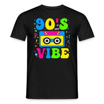 90s Vibe 1990s Fashion 90s Theme Outfit Nineties - Men's T-Shirt - black - Front - AI Model Male 178 light (178cm)