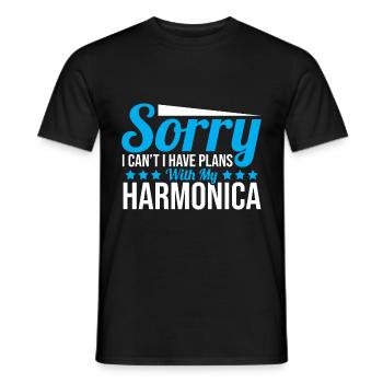 Playing Harmonica Gift - Men's T-Shirt - black - Front - AI Model Male 178 light (178cm)