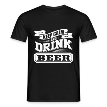 Keep calm and drink beer - Men's T-Shirt - black - Front - AI Model Male 178 light (178cm)