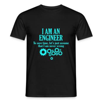 Je suis un ingénieur t-shirt - T-shirt homme - noir - Devant - AI Model Male 178 light (178cm)