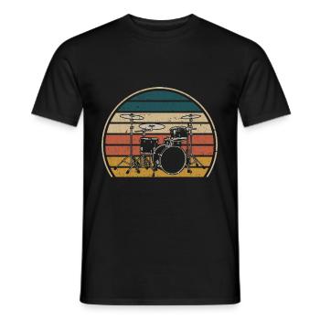 Vintage Drumset Schlagzeuger Rockband Musiker - Männer T-Shirt - Schwarz - Vorne - AI Model Male 178 light (178cm)