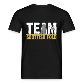 Scottish Fold Katze - Männer T-Shirt - Schwarz - Vorne - AI Model Male 178 light (178cm)