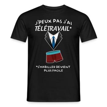 j' peux pas j'ai télé travail cool - T-shirt homme - noir - Devant - AI Model Male 178 light (178cm)
