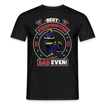 Firefighter - Father and Son Fire Brigade 112 - Men's T-Shirt - black - Front - AI Model Male 178 light (178cm)