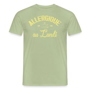 Allergique au Lundi - T-shirt homme - vert sauge - Devant - AI Model Male 178 light (178cm)