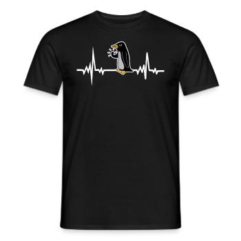 Pinguin Vogel Herzschlag - Männer T-Shirt - Schwarz - Vorne - AI Model Male 178 light (178cm)