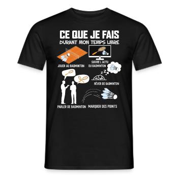 Badminton temps libre Cadeau Humour Joueur - T-shirt homme - noir - Devant - AI Model Male 178 light (178cm)