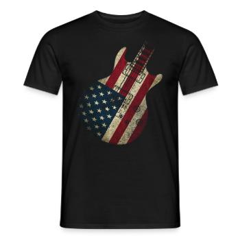 USA Flag Guitare - T-shirt homme - noir - Devant - AI Model Male 178 light (178cm)