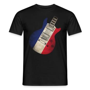 France Flag Guitare - T-shirt homme - noir - Devant - AI Model Male 178 light (178cm)