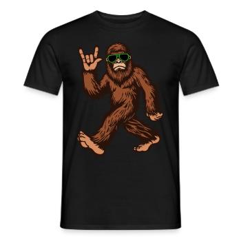 Bigfoot Sasquatch aime les lunettes de soleil rock and roll - T-shirt homme - noir - Devant - AI Model Male 178 light (178cm)