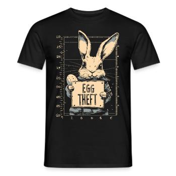 Hase Eierdieb Osterhase Mugshot Polizeifoto Ostern - Männer T-Shirt - Schwarz - Vorne - AI Model Male 178 light (178cm)