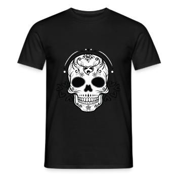Totenkopf mit Herz - Männer T-Shirt - Schwarz - Vorne - AI Model Male 178 light (178cm)