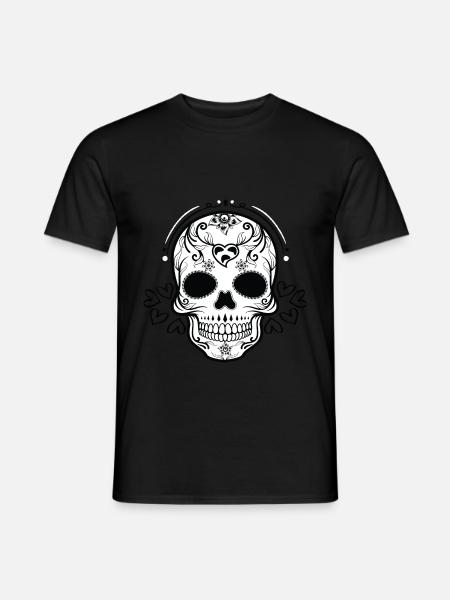 Skull with heart - Men's T-Shirt - black