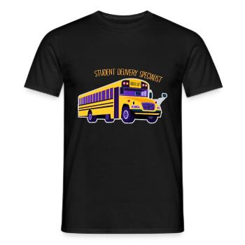 Chauffeur de bus bus scolaire - Étudiant delivery - T-shirt homme - noir - Devant - AI Model Male 178 light (178cm)