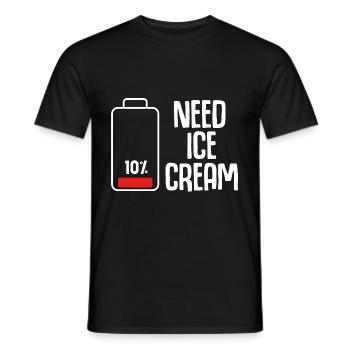 Lustiger Eisdielen Humor bei leerer Batterie - Männer T-Shirt - Schwarz - Vorne - AI Model Male 178 light (178cm)