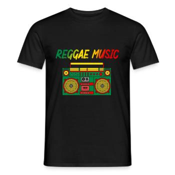 Reggae musique amateurs coloré Jamaïque cassette Radio - T-shirt homme - noir - Devant - AI Model Male 178 light (178cm)