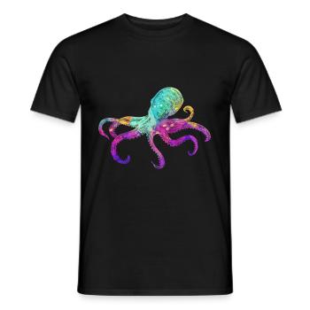 Oktopus Bunte Kraken Meerestier Kunst - Männer T-Shirt - Schwarz - Vorne - AI Model Male 178 light (178cm)